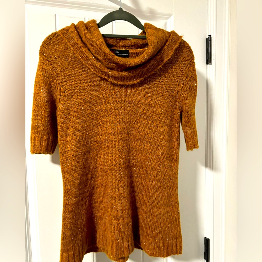 sweater with metallic threads - cowl neck or off the shoulder